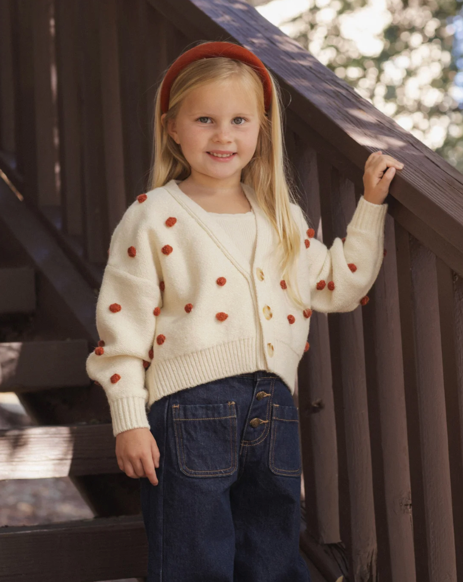 BOXY CROP CARDIGAN (RUBY BOBBLE)