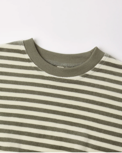 VELOUR RELAXED SWEATSHIRT (SPRUCE STRIPE)