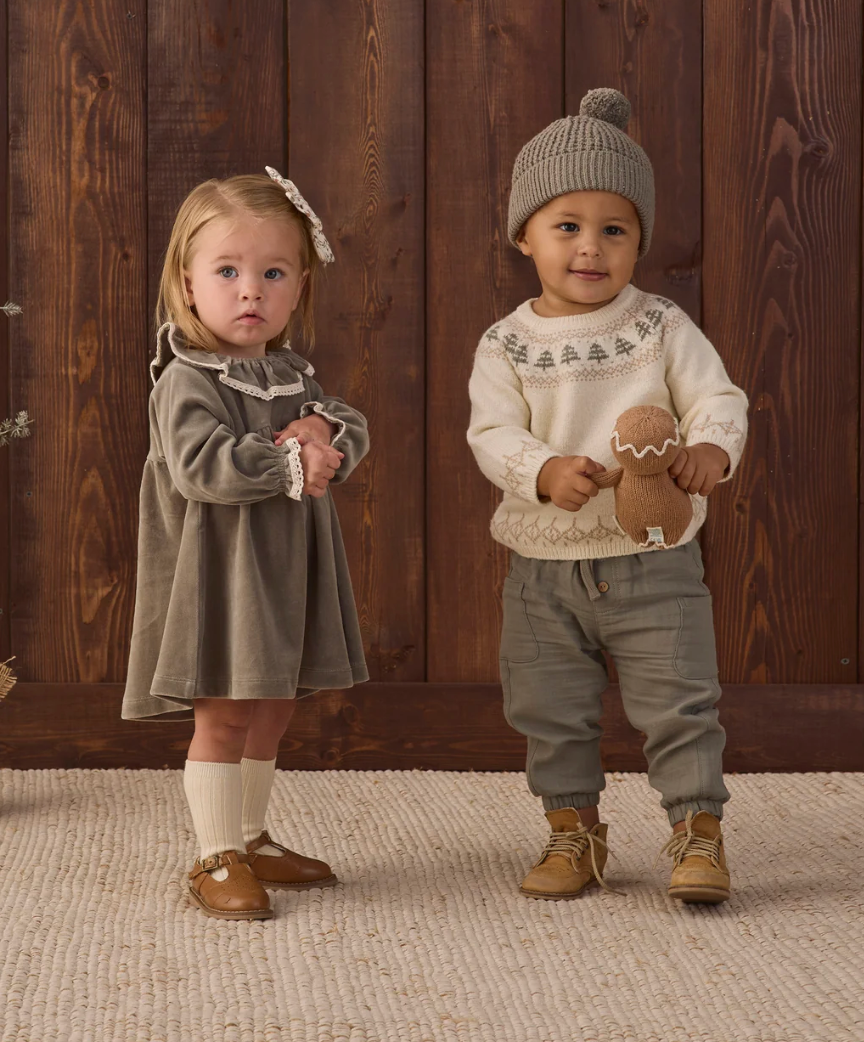 VELOUR BABY DRESS (SPRUCE)