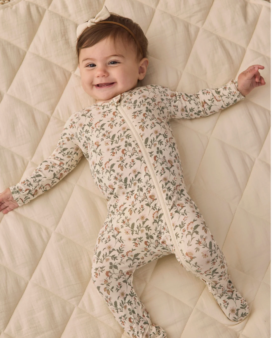 BAMBOO ZIP FOOTIE (HOLIDAY FLORAL)