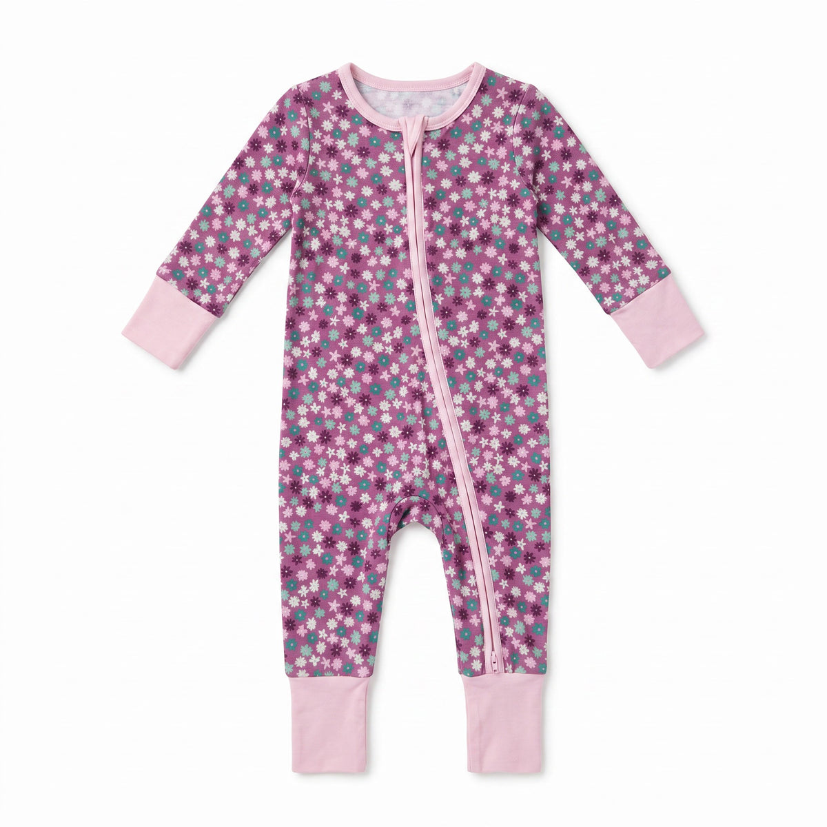 ZIPPERED ROMPER (PLUM DITSY FLORAL)