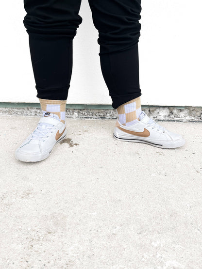 Beige Checker Socks