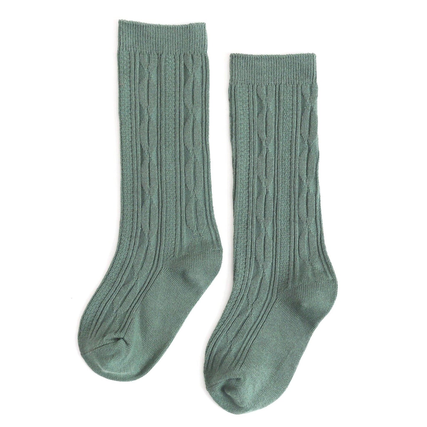 Cable Knit Knee High Socks -Spruce