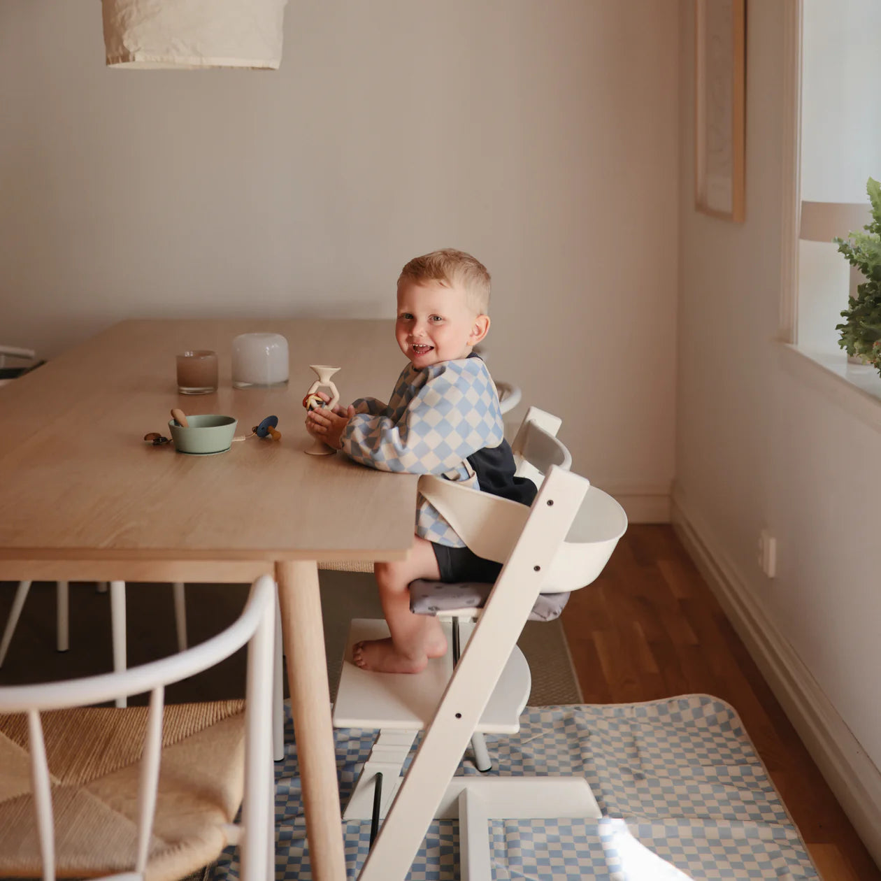 Long Sleeve Bib (Blue Check)
