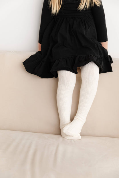 Cable Knit Tights - Ivory