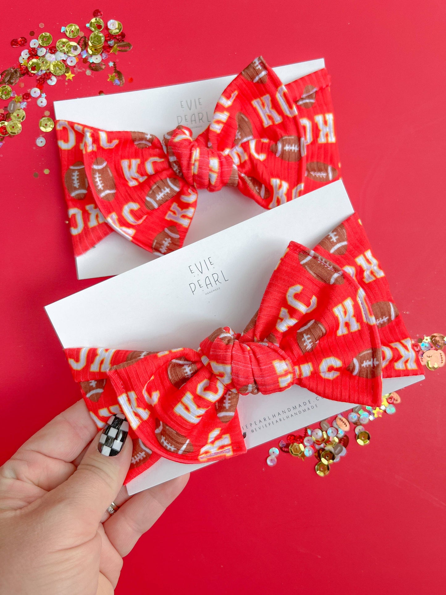 Red KC Football Baby Bow Turban