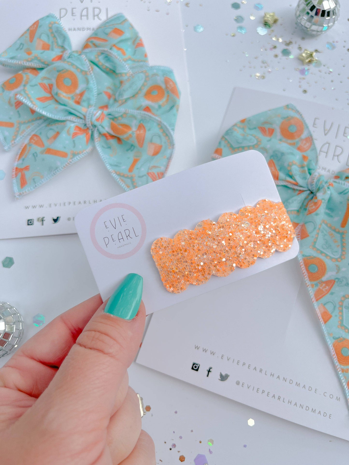 Orange Glitter Snap Barrette