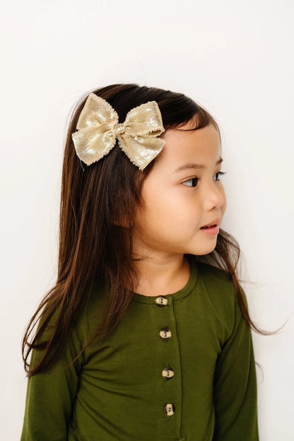 Gold Chiffon Bow Clip