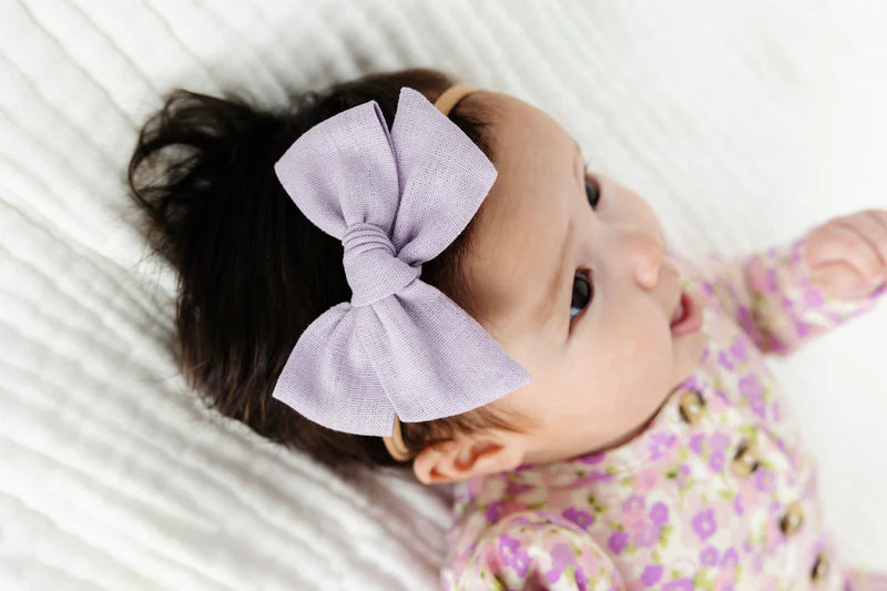 Linen Bow Headband (Lavender)