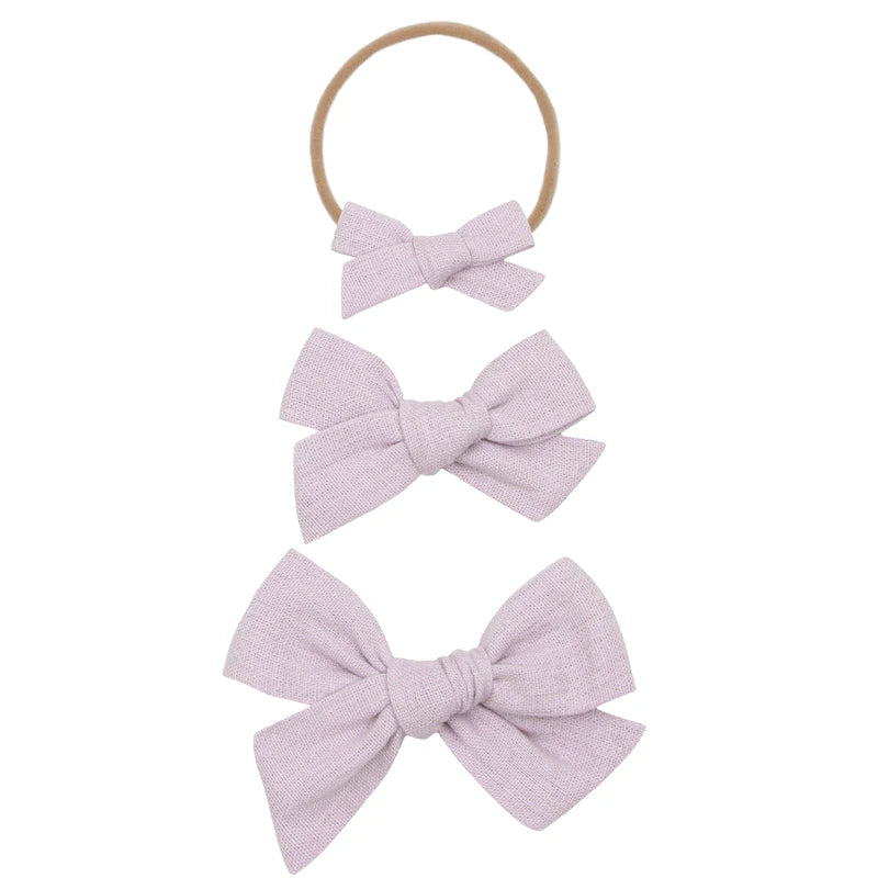 Linen Bow Headband (Lavender)
