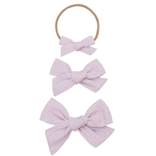 Linen Bow Headband (Lavender)