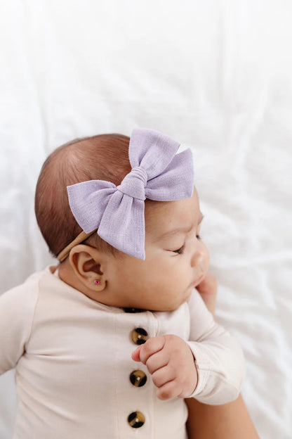 Linen Bow Headband (Lavender)
