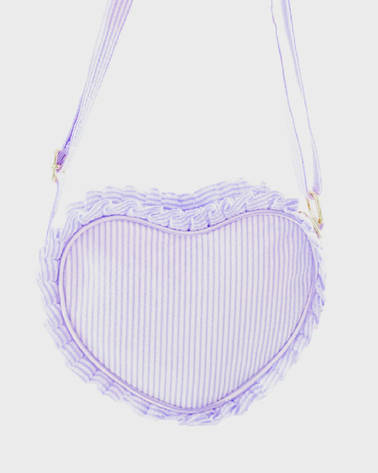 Lavender Seersucker Heart Purse