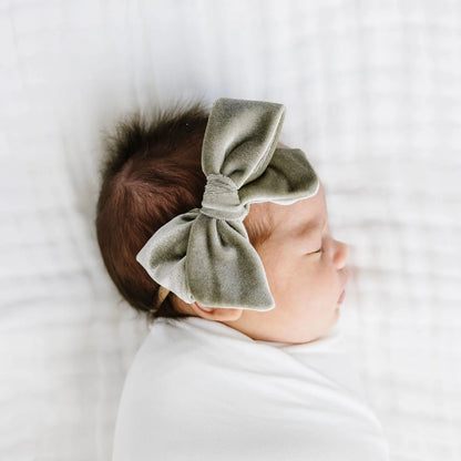Velvet Bow Headband (Pewter)
