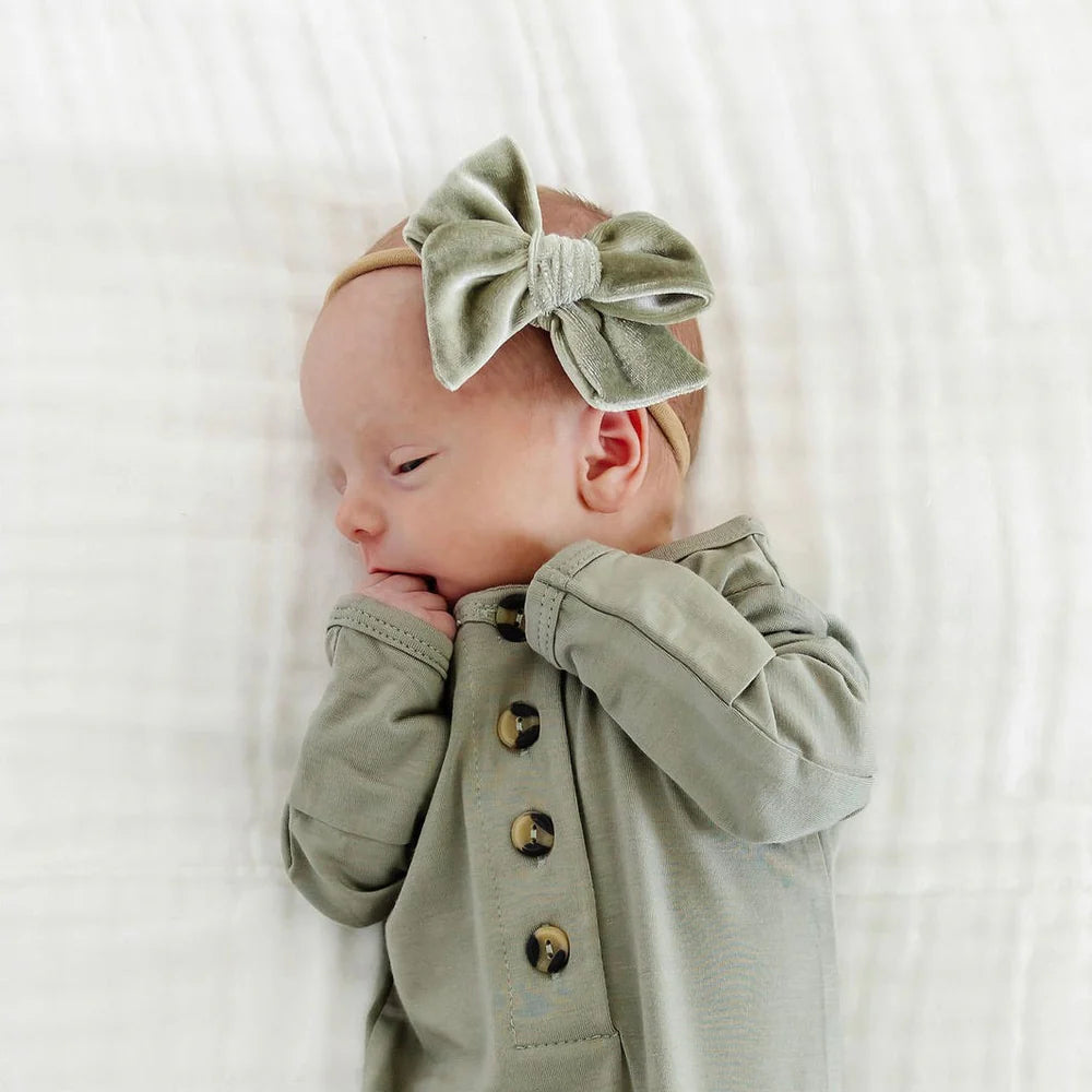 Velvet Bow Headband (Pewter)