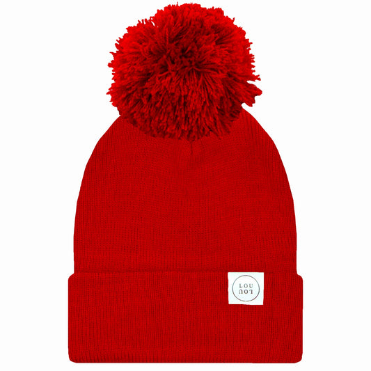 Beanie with Pom (Cherry Red)