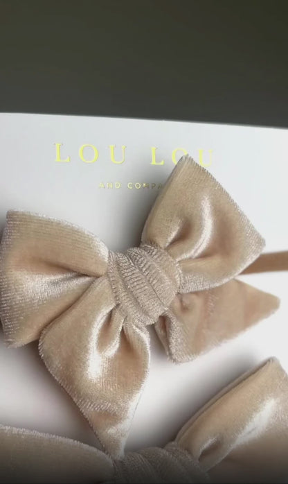 Velvet Bow Headband (Latte)