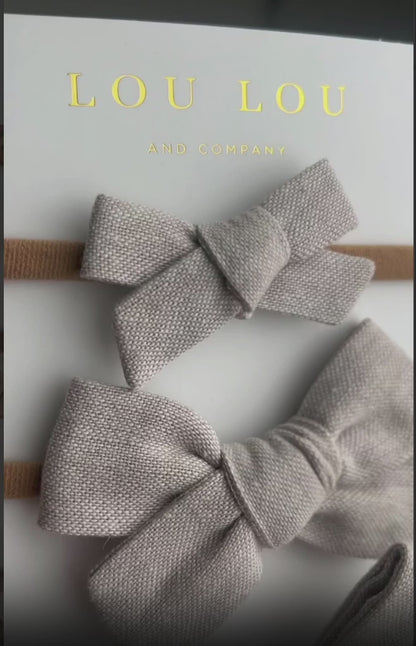 Linen Bow Headband  (Oatmeal Chambray)