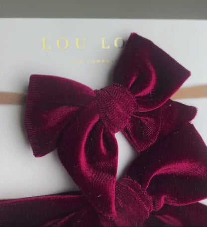 Velvet Bow Headband - Wine