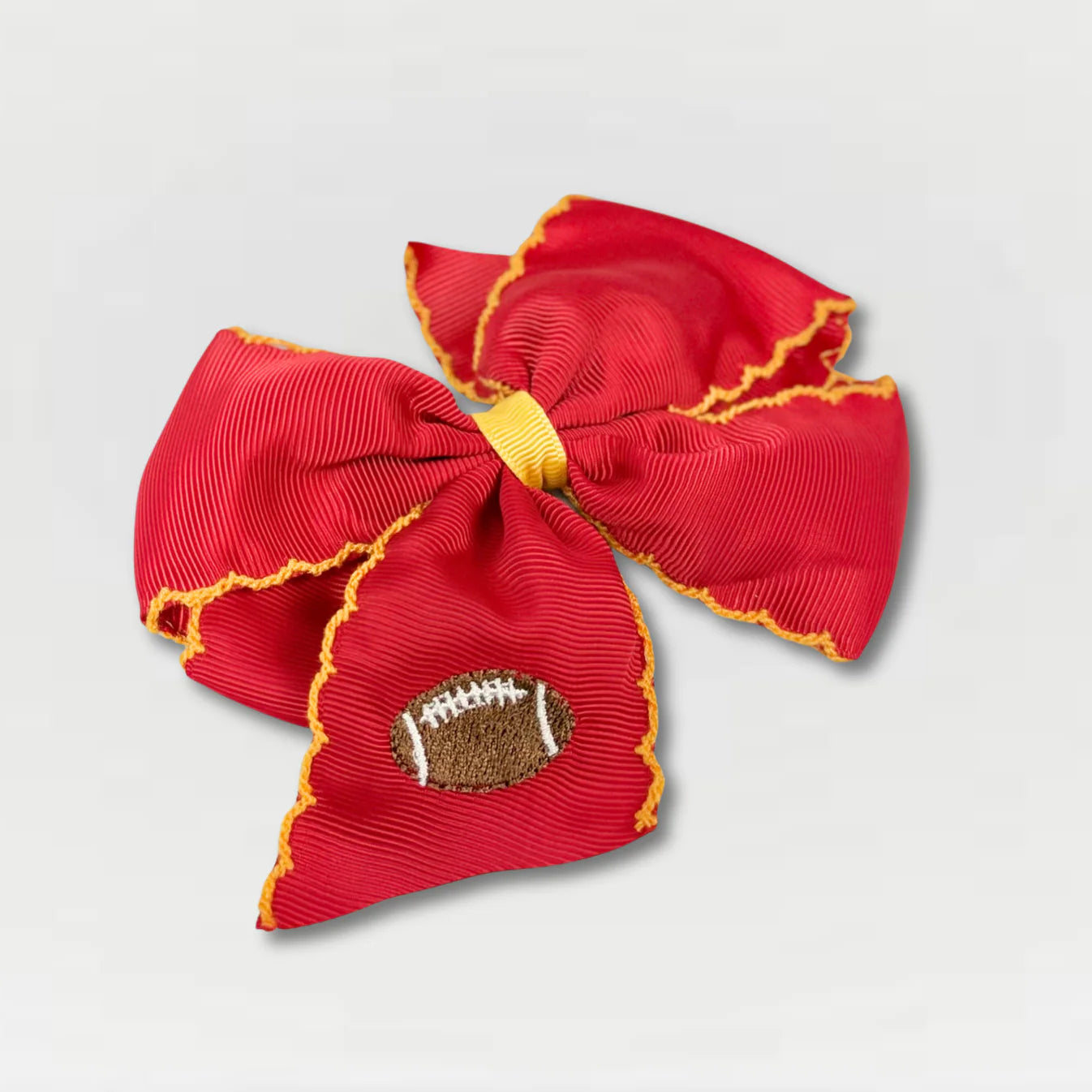 Red Football Embroidered Bow
