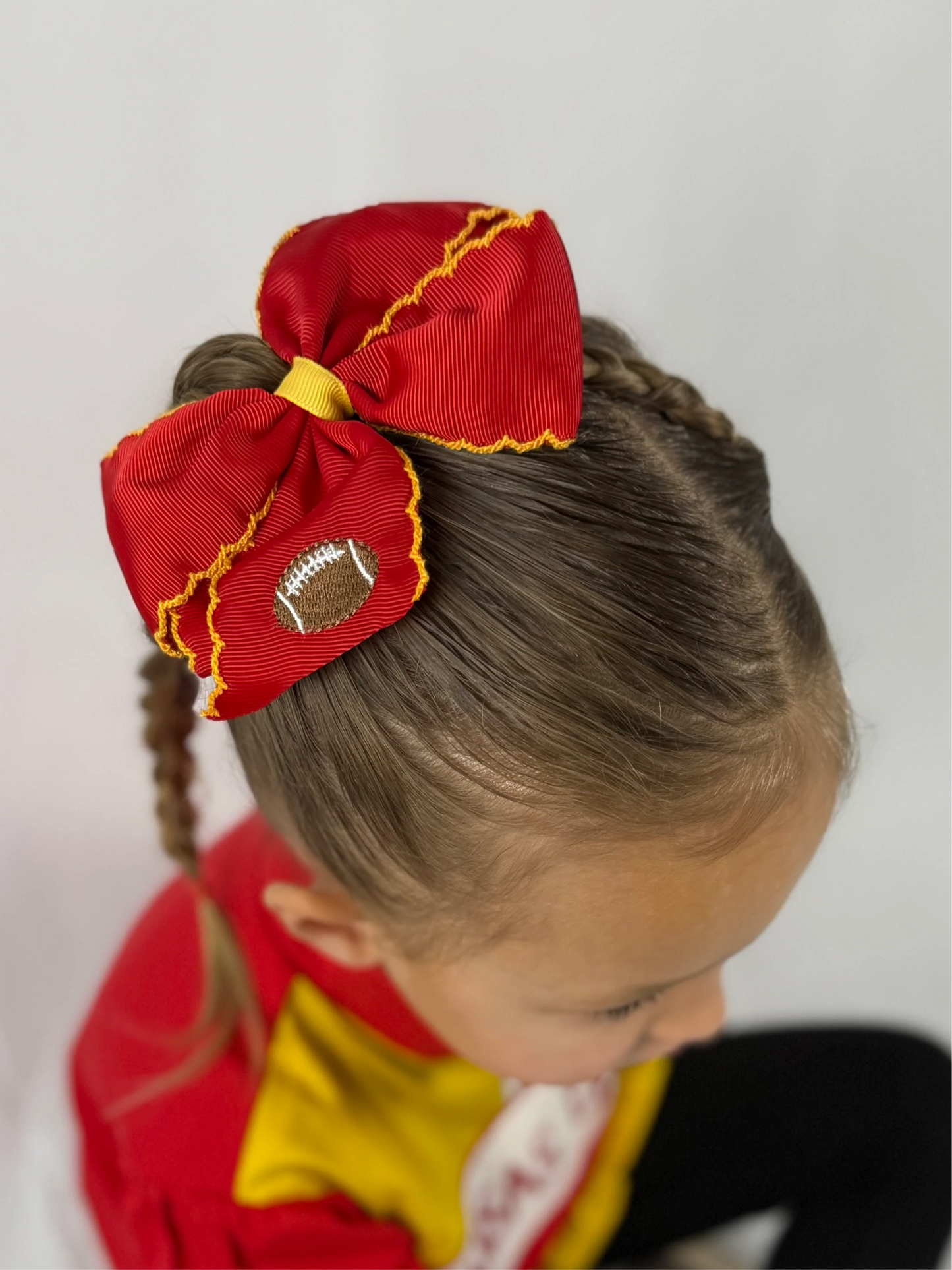 Red Football Embroidered Bow