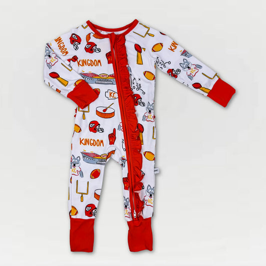 Kingdom Print Ruffle Zip