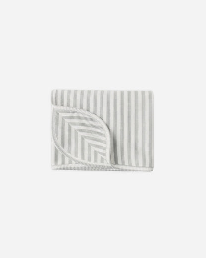WAFFLE BABY BLANKET SAGE STRIPE