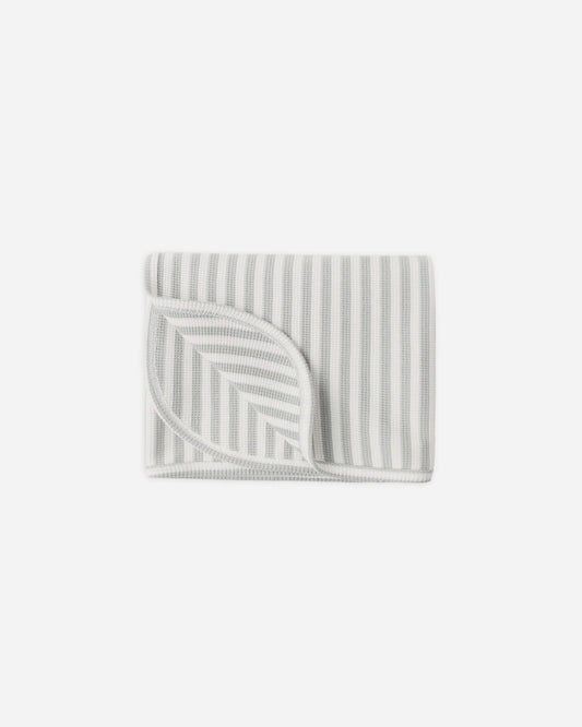 WAFFLE BABY BLANKET SAGE STRIPE