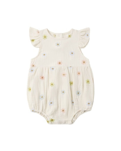 AMELIA ROMPER EMBROIDERED DAISIES