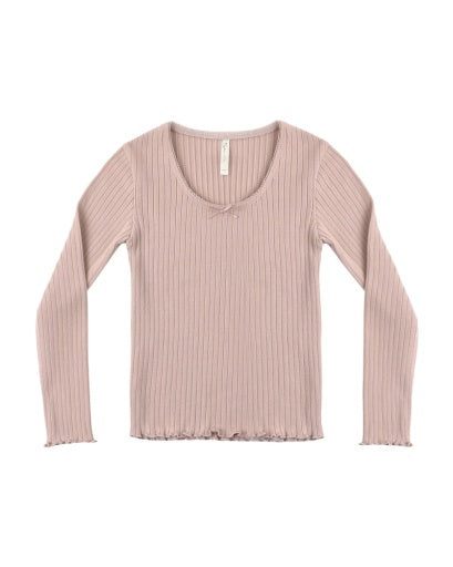 RIBBED LONG SLEEVE ROSEWOOD