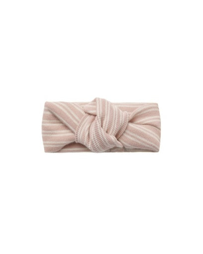 RIBBED KNOTTED HEADBAND (DUSTY ROSE MICROSTRIPE)