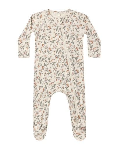 BAMBOO ZIP FOOTIE (HOLIDAY FLORAL)