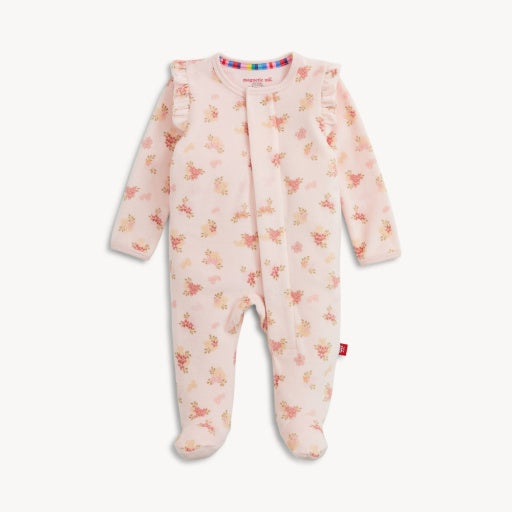 FLORAL GIRLS VELOUR FOOTIE