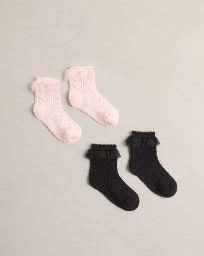 RUFFLE SOCKS (BLACK, BLUSH)