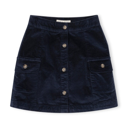 ORGANIC CORDUROY BUTTON FRONT SKIRT