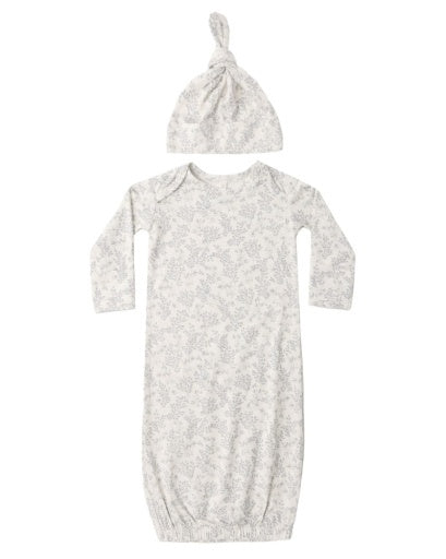 BAMBOO BABY GOWN + HAT SET CLOUD FLORAL