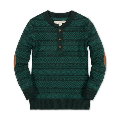 ORGANIC SWEATER HENLEY w/ ELBOW PATCHES