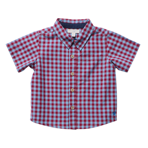 boys jack shirt - red light blue check