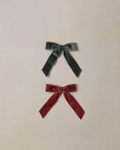 VELVET BOWS SET (GREEN, RUBY)