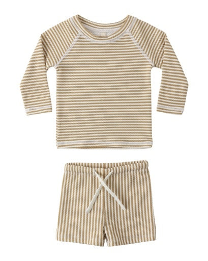 FINN RASHGUARD + SHORT SET HONEY STRIPE SMALL