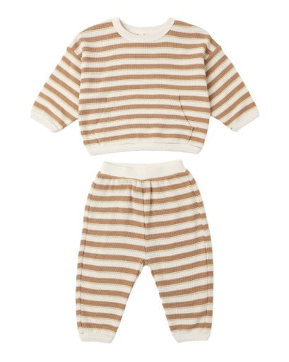 WAFFLE SLOUCH SET (SPICE STRIPE)