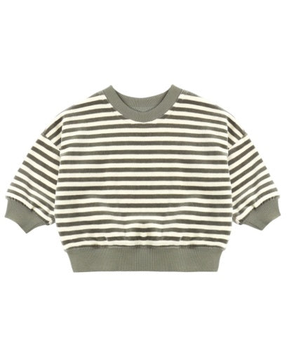 VELOUR RELAXED SWEATSHIRT (SPRUCE STRIPE)