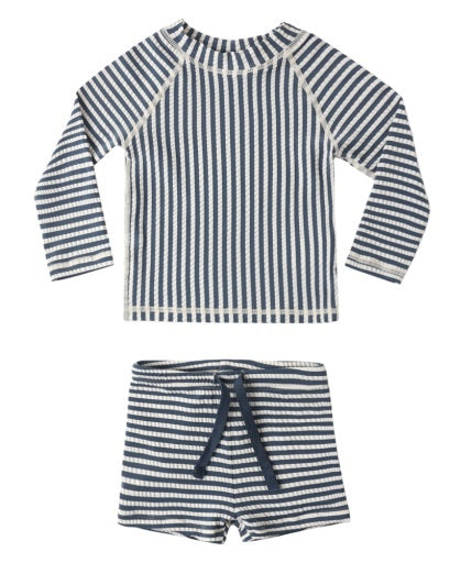 BOYS RASHGUARD SET NAVY STRIPE