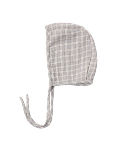 WOVEN BABY BONNET BLUE GINGHAM