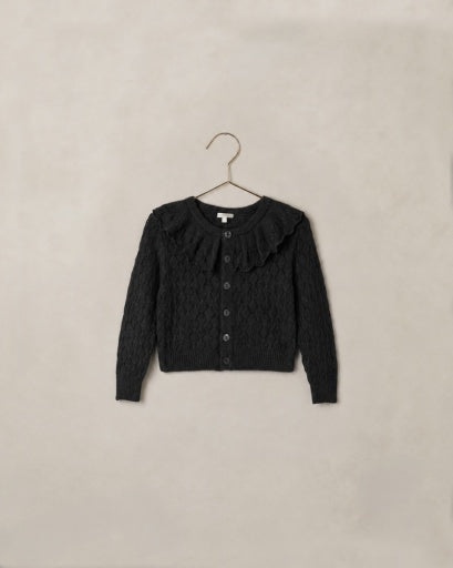 RUFFLE CARDIGAN SWEATER (BLACK)