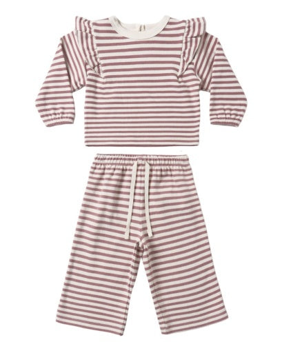 RUFFLE COZY SET MULBERRY STRIPE