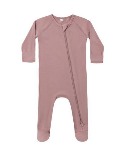 BAMBOO ZIP FOOTIE (MULBERRY)