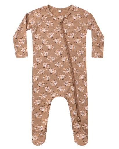 BAMBOO ZIP FOOTIE (FALL FLORAL)