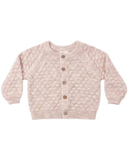 BUBBLE KNIT CARDIGAN DUSTY ROSE SPECKLE