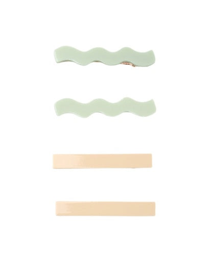 WAVY CLIP SET SAGE, NATURAL